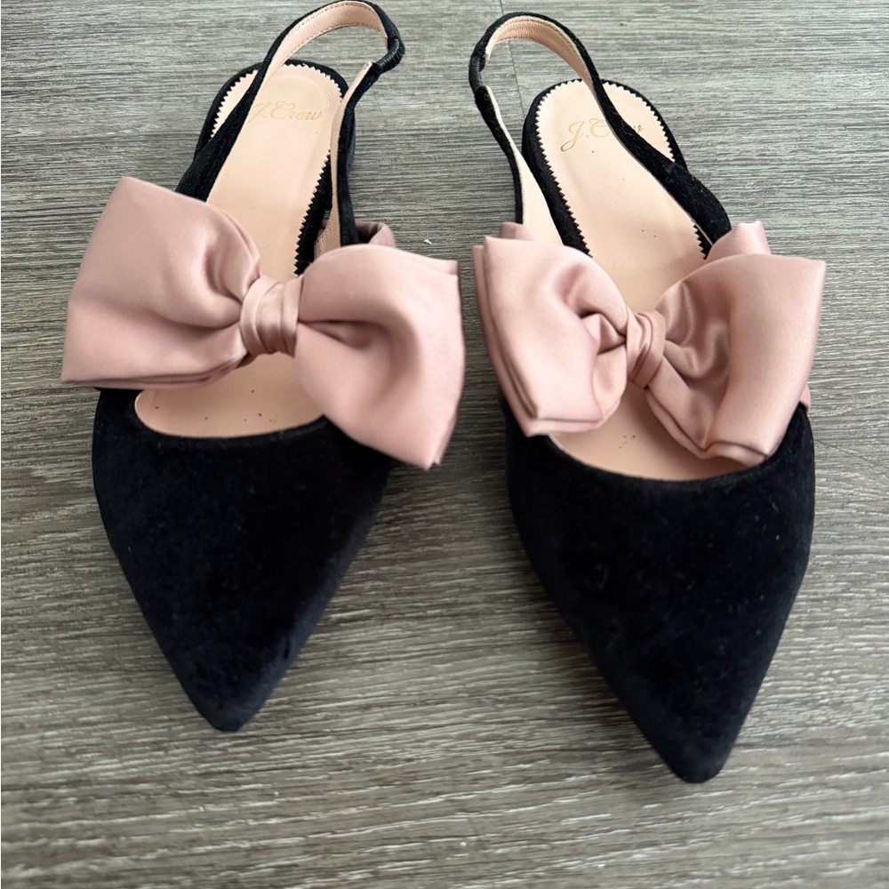 J. Crew Black and Pink Bow Heels - Picture 5 of 5